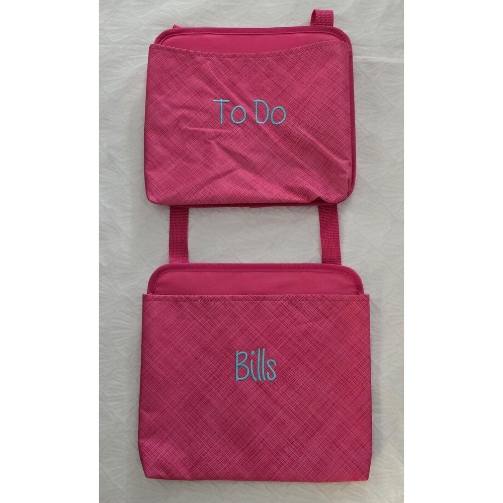 Thirty One 2 Oh Snap Pocket Pink Cross Pop Embroidered Bills & To Do‎ Organizer